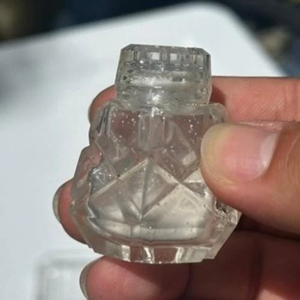 Vintage Clear Pressed Glass Salt and Pepper Shakers with Matching Tray 3 Piece